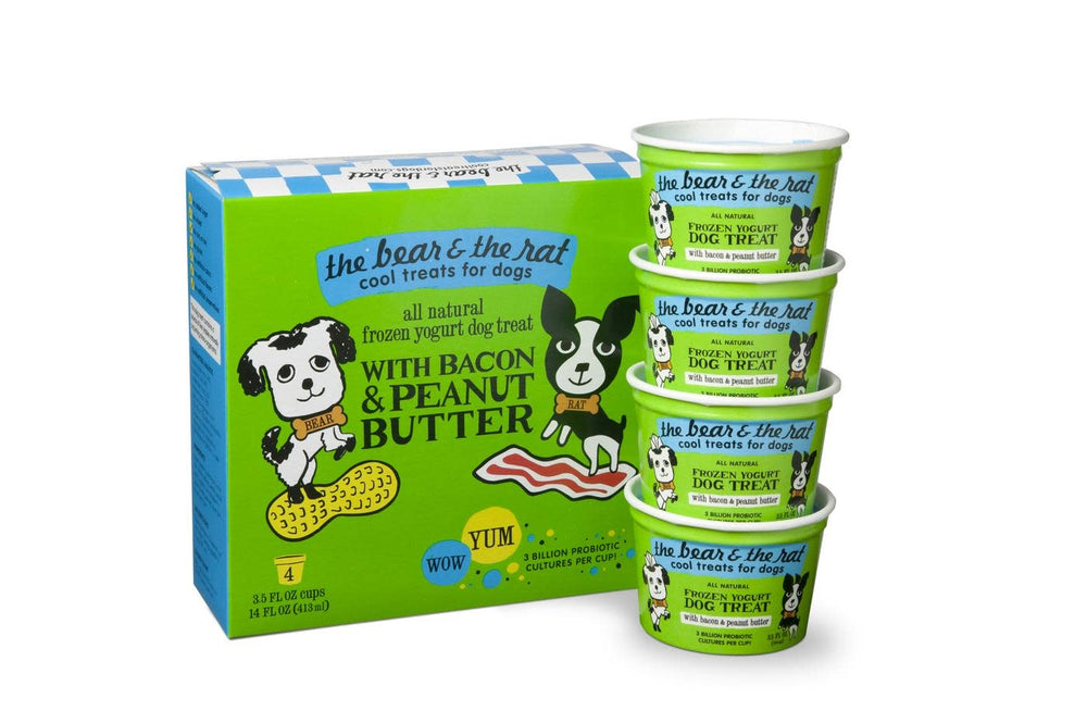 THE BEAR & THE RAT Frozen Yogurt Dog Treat Peanut Butter Bacon 4/pk