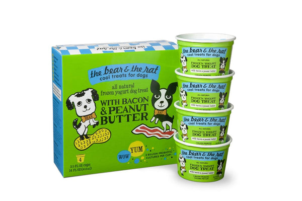 THE BEAR & THE RAT Frozen Yogurt Dog Treat Peanut Butter Bacon 4/pk