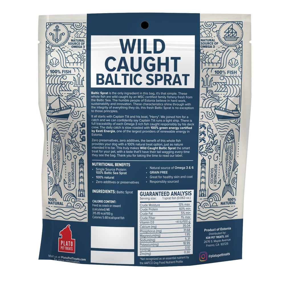 PLATO Baltic Sprat Treats for Dogs & Cats 3oz