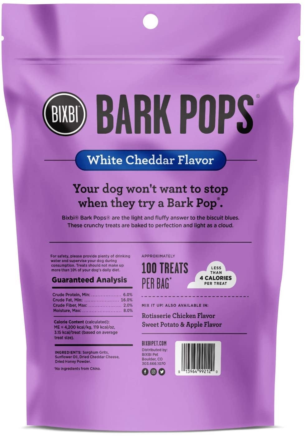 BIXBI Bark Pops White Cheddar Dog Treats 4 oz.