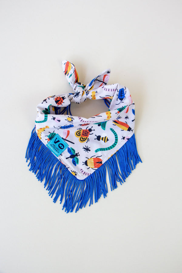 VELVET OUTPAW Bugs Blue Fringe Bandana