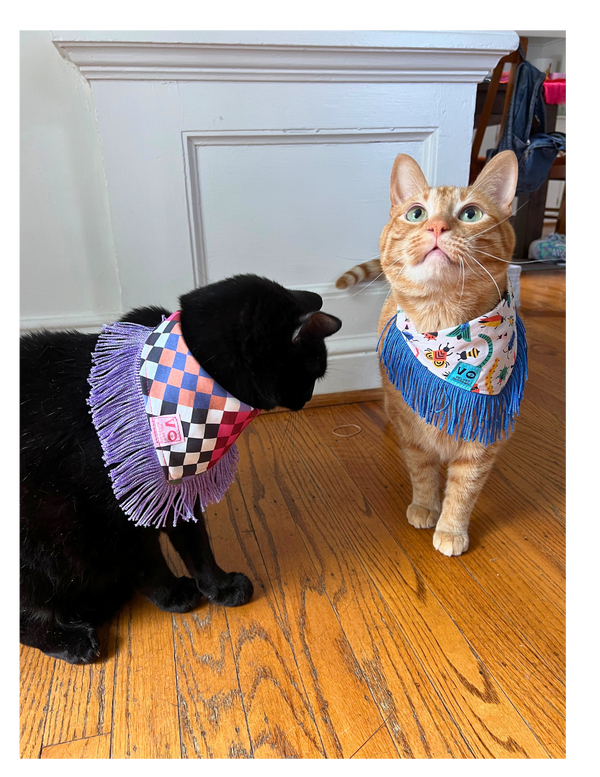 VELVET OUTPAW Bugs Blue Fringe Bandana