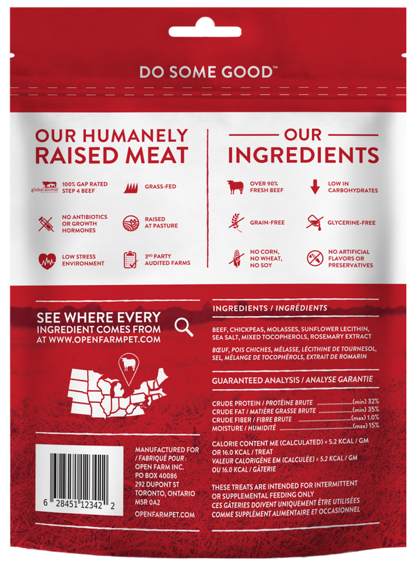 OPEN FARM Dehydrated Beef Jerky Dog Treat 4.5OZ