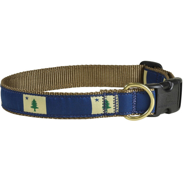 THE BELTED COW Dog Collar Original Maine Flag