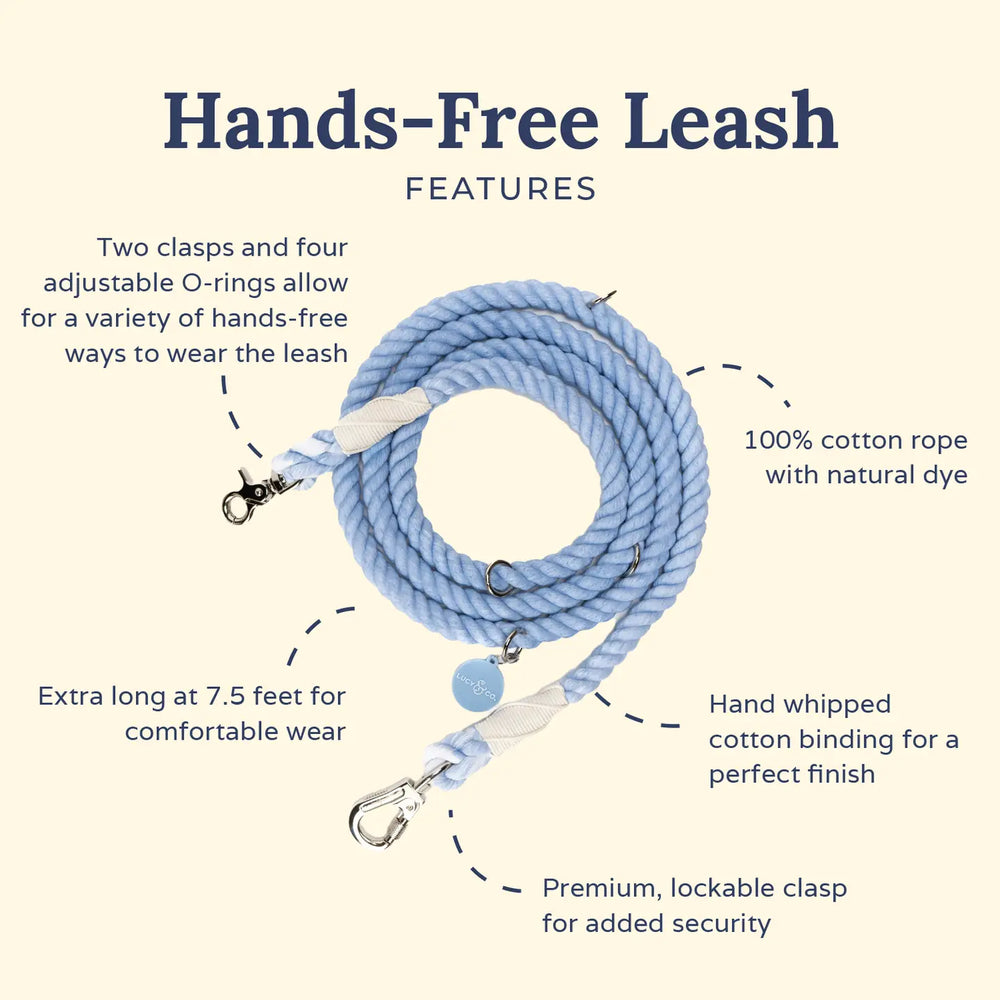 LUCY & CO Hands Free Rope Leash The Denim Blue