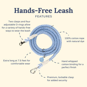 LUCY & CO Hands Free Rope Leash The Denim Blue