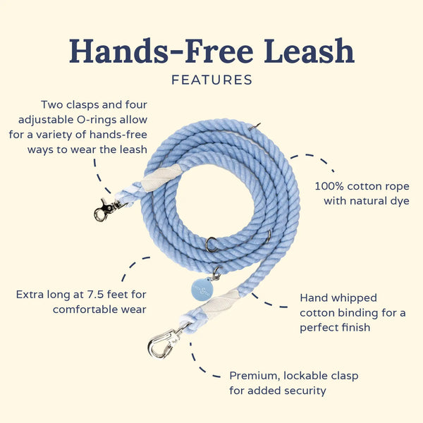 LUCY & CO Hands Free Rope Leash The Denim Blue