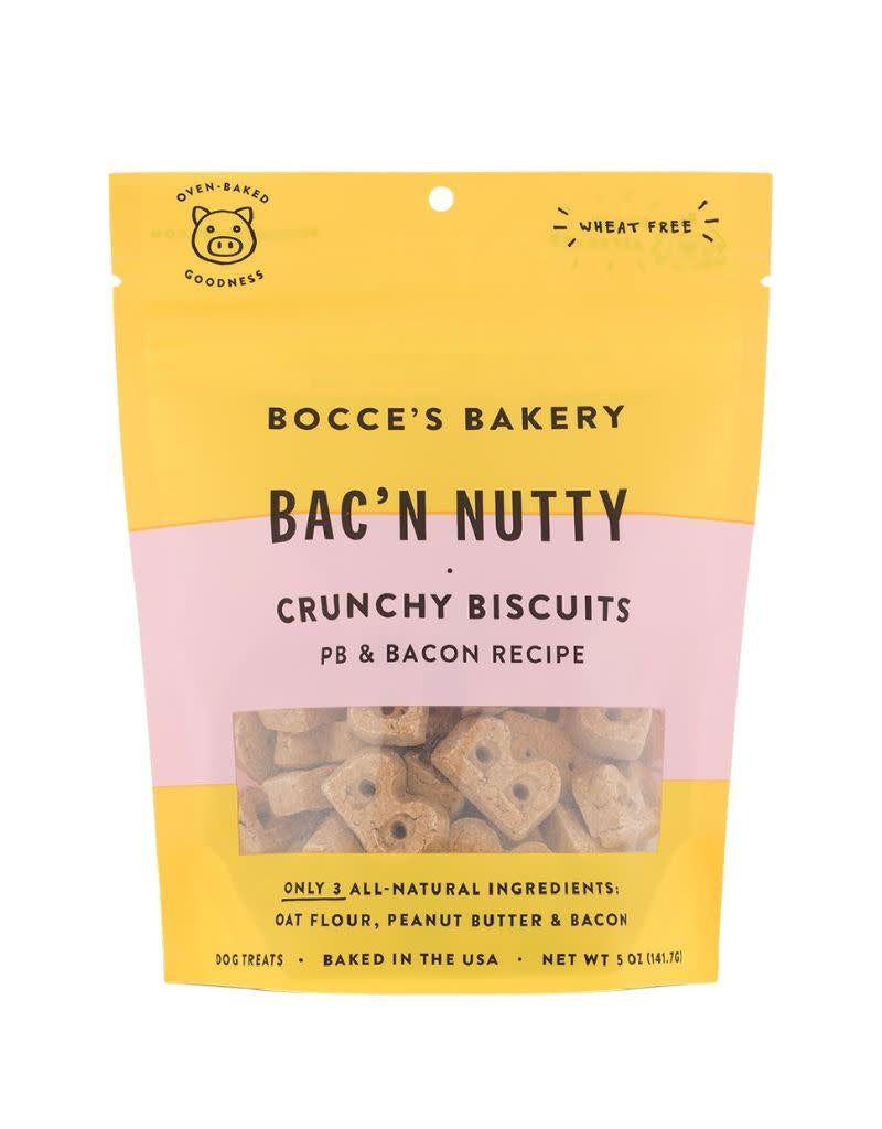 BOCCE'S Crunchy Bacon Nutty Dog Treat 5OZ