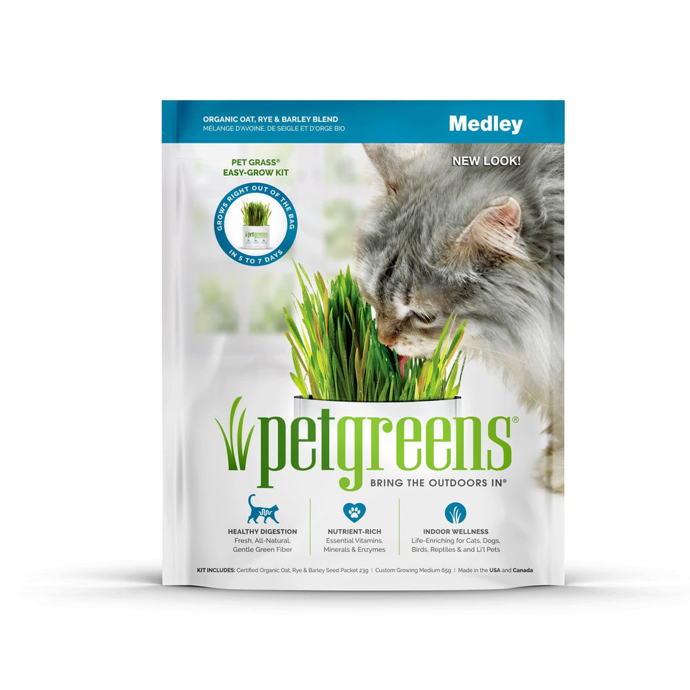 PET GREENS Self-Grow Cat Grass Kit Organic Oat, Rye & Barley Medley