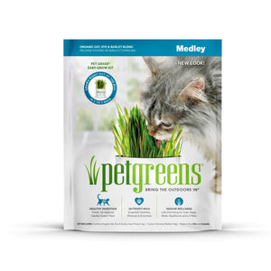 PET GREENS Self-Grow Cat Grass Kit Organic Oat, Rye & Barley Medley
