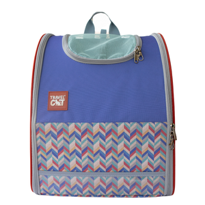 TRAVEL CAT “The Roam With Me” Cat Backpack  Chevron Terracotta Sky