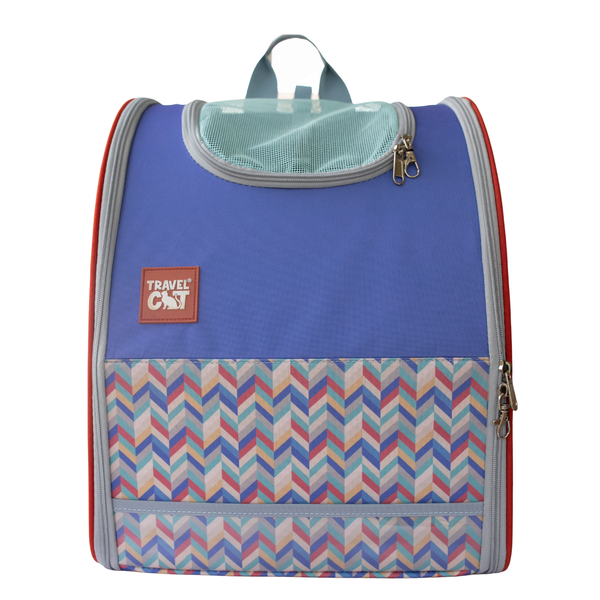 TRAVEL CAT “The Roam With Me” Cat Backpack  Chevron Terracotta Sky