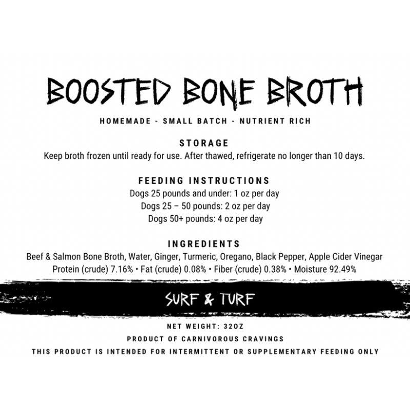 CARNIVOROUS CRAVINGS  Boosted Bone Broth Surf & Turf