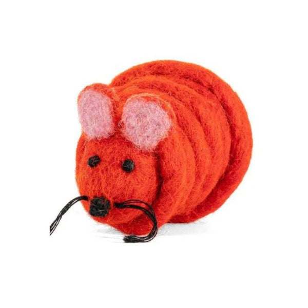 CAT IN THE BOX Wool Mouse Cat Toy 6 Foot Tail Red