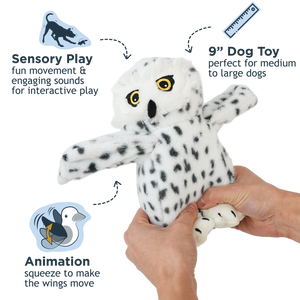 TALL TAILS Animated Snow Owl Dog Toy
