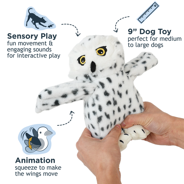 TALL TAILS Animated Snow Owl Dog Toy