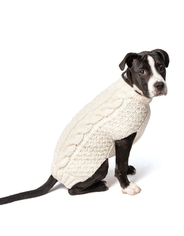 CHILLY DOG Wool Sweater Natural Cable