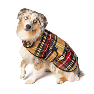 CHILLY DOG Tan Tartan Blanket Coat