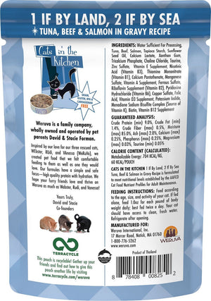 WERUVA Cats in the Kitchen 1 if by Land, 2 if by Sea Grain-Free Cat Food Pouch Case 12/3 oz.