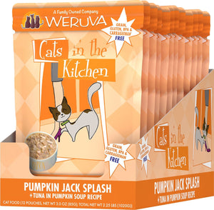 WERUVA Cats in the Kitchen Pumpkin Jack Splash Grain-Free Cat Food Pouch Case 12/3 oz.