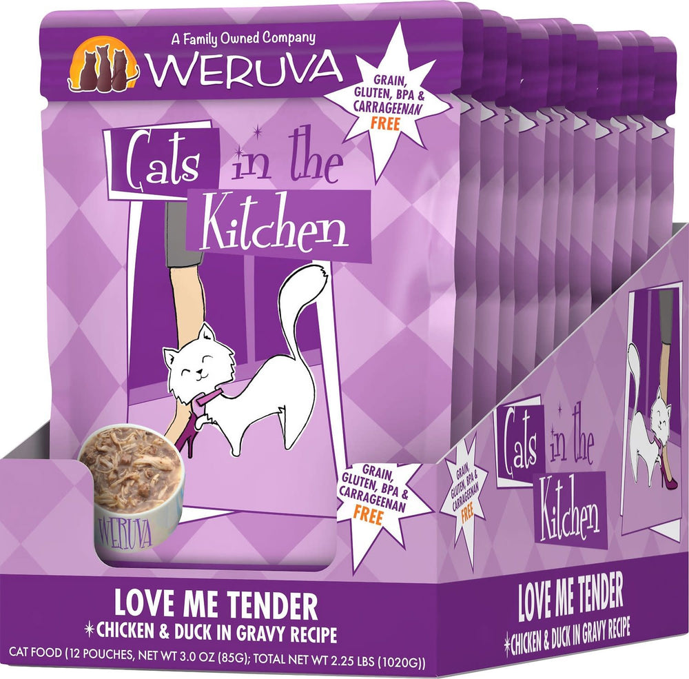 WERUVA Cats in the Kitchen Love Me Tender Grain-Free Cat Food Pouch Case 12/3 oz.