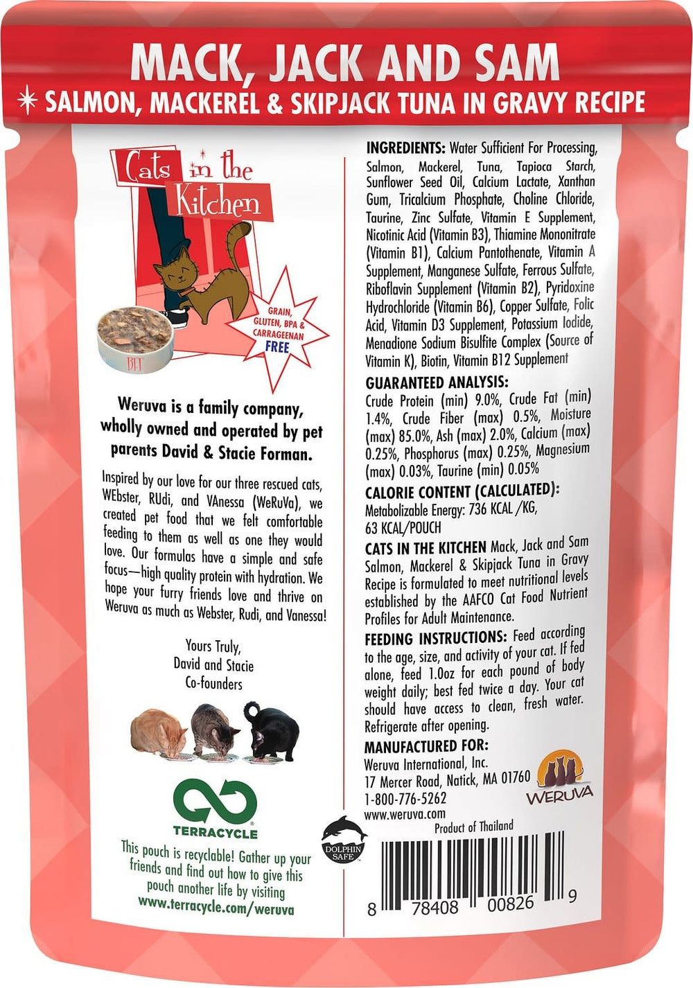WERUVA Cats in the Kitchen Mack, Jack + Sam Grain-Free Cat Food Pouch CASE 12/3 oz.