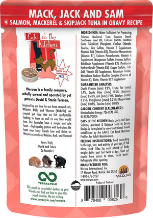 WERUVA Cats in the Kitchen Mack, Jack + Sam Grain-Free Cat Food Pouch CASE 12/3 oz.