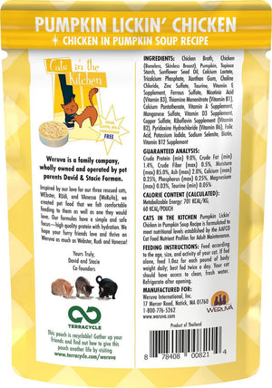 WERUVA Cats in the Kitchen Pumpkin Lickin' Chicken Grain-Free Cat Food Pouch Case 12/3 oz.
