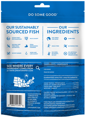 OPEN FARM Dehydrated Cod Skin Dog Treat 2.25OZ