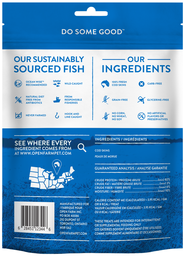 OPEN FARM Dehydrated Cod Skin Dog Treat 2.25OZ