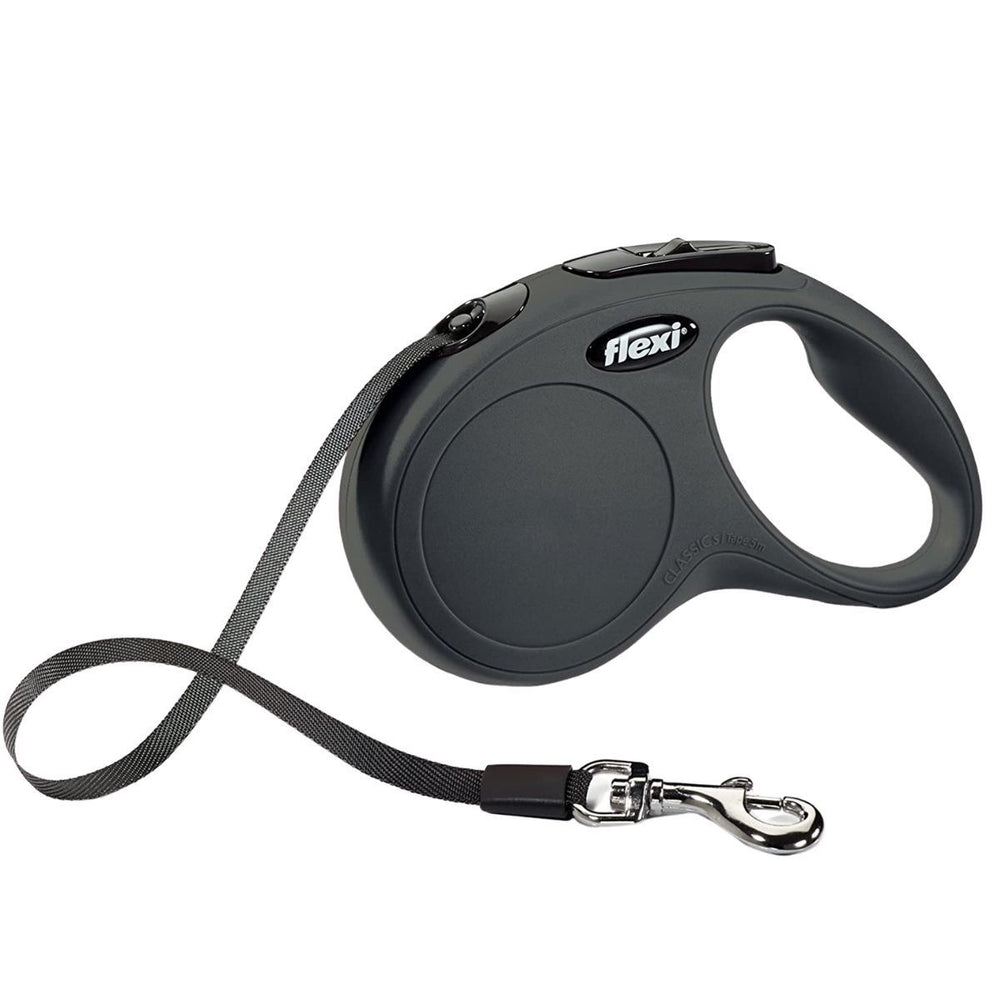 FLEXI New Classic Tape 16' Retractable Leash in Black Noir