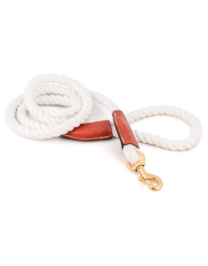 Cotton Rope & Leather Natural Leash 6ft