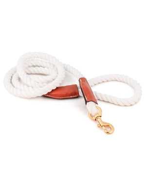 Cotton Rope & Leather Natural Leash 6ft