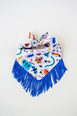 VELVET OUTPAW Bugs Blue Fringe Bandana