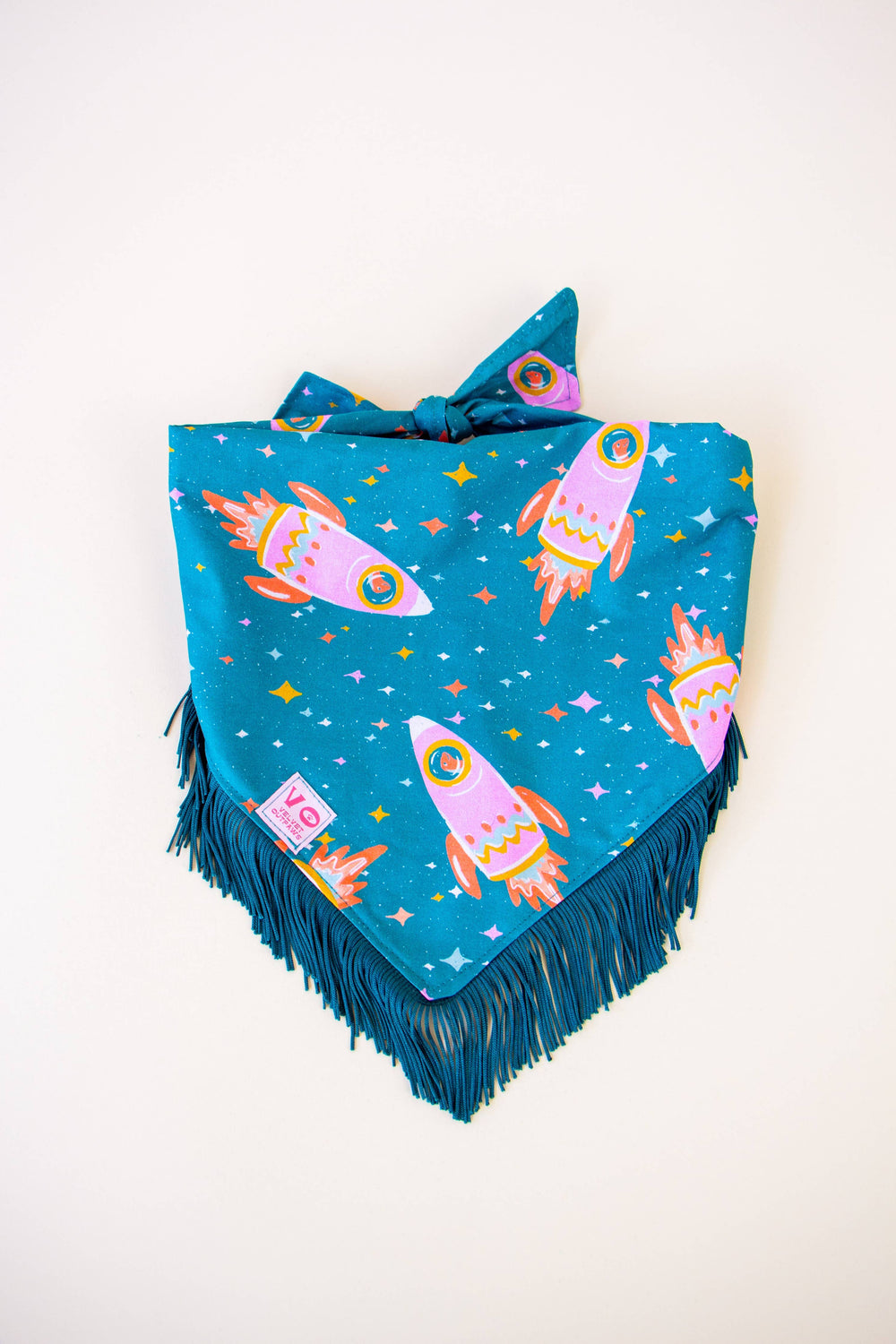 VELVET OUTPAW Space Cowboys Teal Fringe Bandana