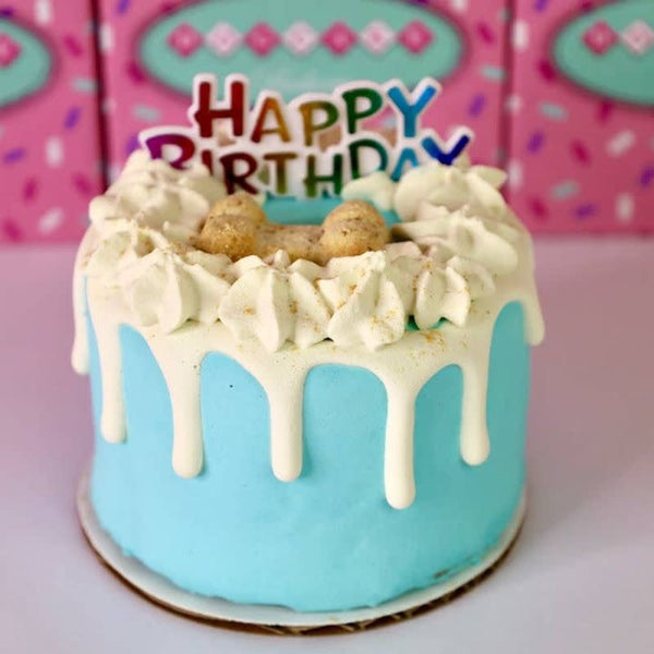 DOG CAKE BAKERY Birthday Drip Cake Blue