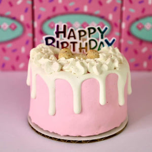 DOG CAKE BAKERY Birthday Drip Cake Pink