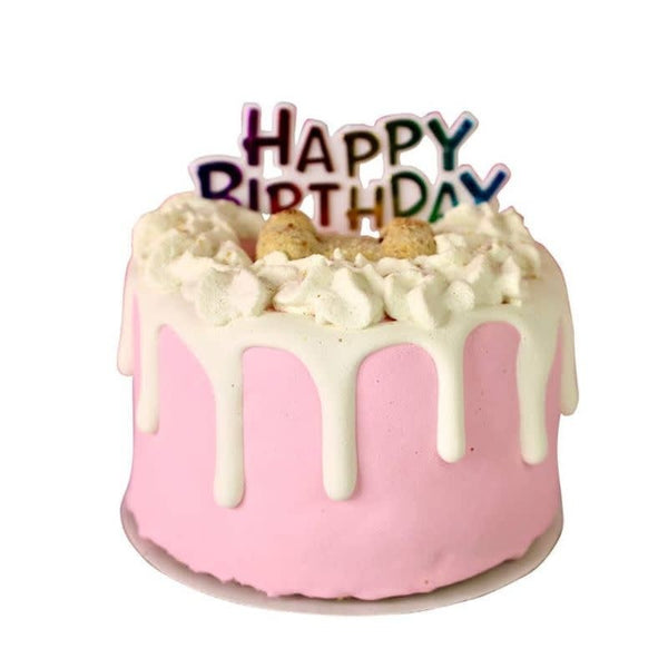 DOG CAKE BAKERY Birthday Drip Cake Pink