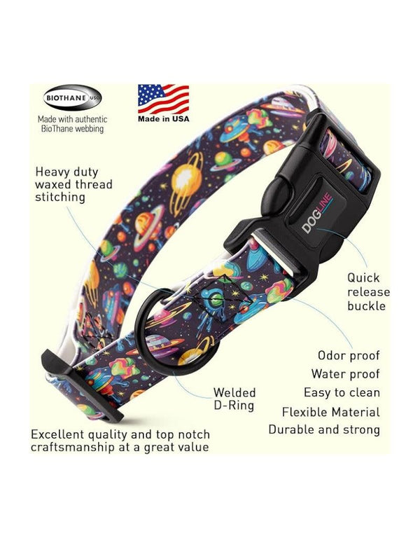 DOGLINE Biothane Waterproof Quick Release Buckle Collar Space