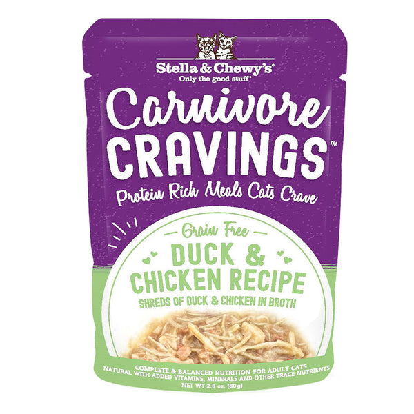 STELLA & CHEWY'S Carnivore Cravings Chicken & Duck Shreds Cat Food Pouch 2.8 oz