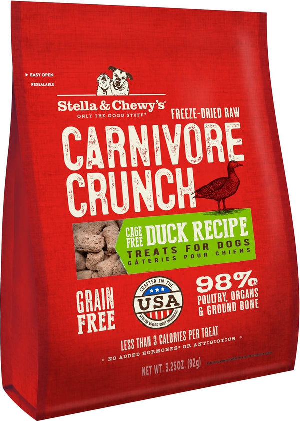 STELLA & CHEWY'S Duck Recipe Carnivore Crunch Dog & Cat Treats 3.25 oz.