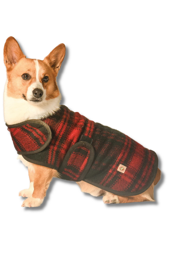 CHILLY DOG Red/Black Plaid Blanket Coat