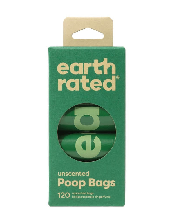 EARTH RATED Unscented Poop Bags 8 Roll Box