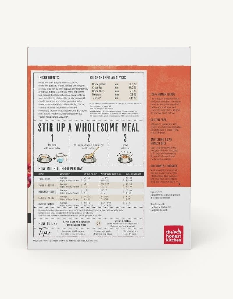 HONEST KITCHEN  Beef Grain-Free Dehydrated Dog Food 10 lb.