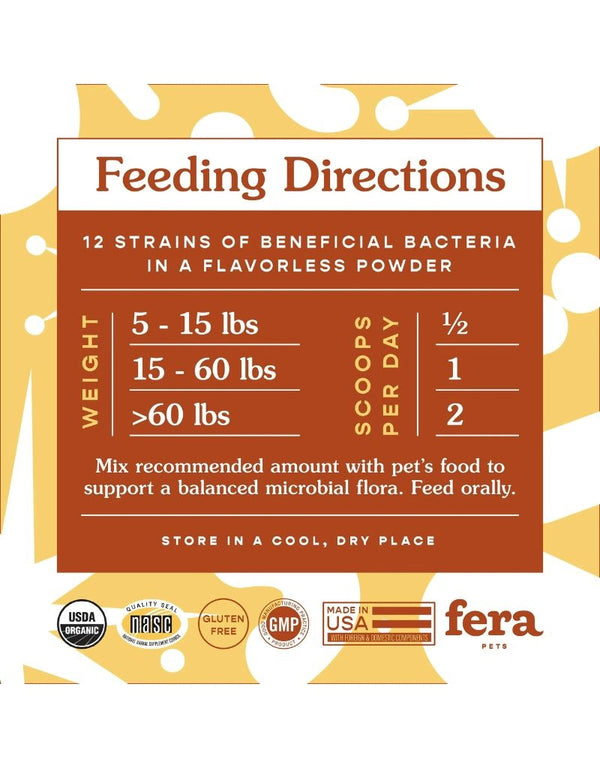 FERA PET ORGANICS Dog and Cat Probiotics with Prebiotics 2.5OZ