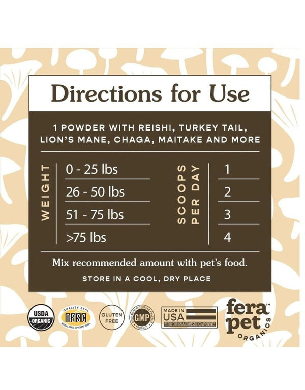FERA PET ORGANICS Dog and Cat Mushroom Immune Support 2.12OZ