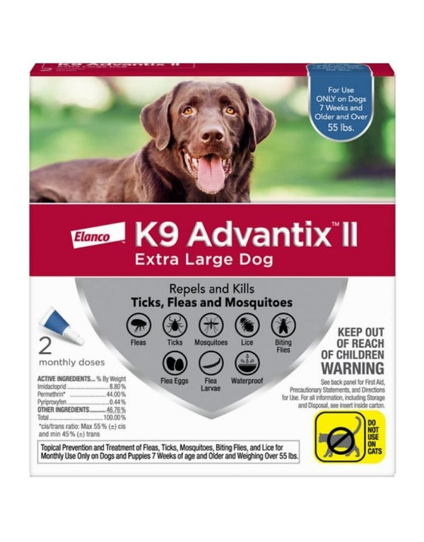 K9 ADVANTIX II Flea and Tick Spot Treatment for Dogs 2pk