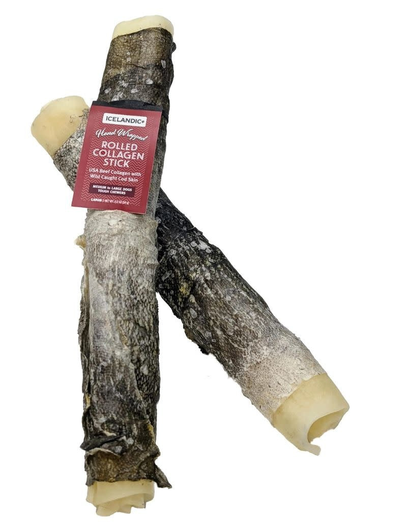 ICELANDIC+ Rolled Beef Collagen Stick Wrapped with Cod  8in
