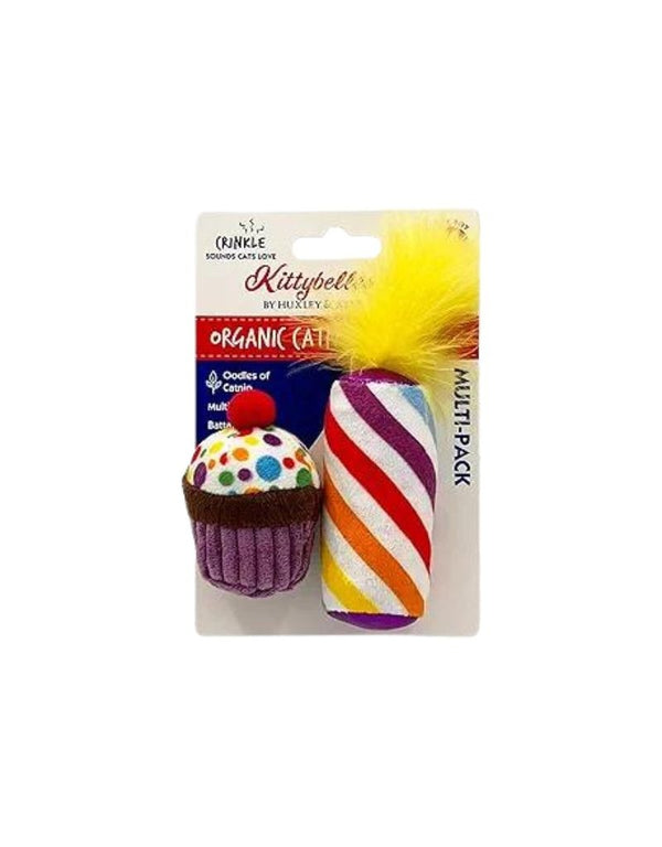 KITTYBELLES Mewow Cupcake & Candle Plush Cat Toy 2/PK