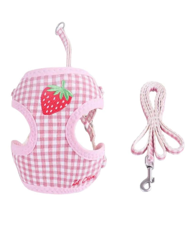 TOBY SUPPLY Strawberry Leash + Harness Set